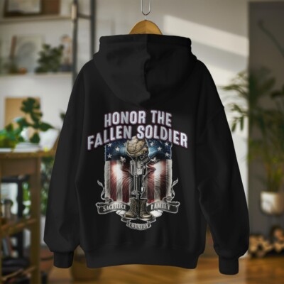 Streetwear Hoodie 2nd Amendment Honor the Fallen Soilder Mens Big & Tall Special