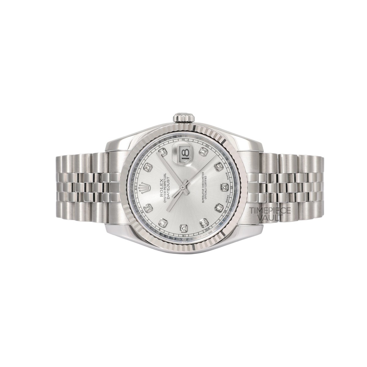 ROLEX DATEJUST 116234 STEEL 36MM JUBILEE WATCH SILVER DIAMOND DIAL