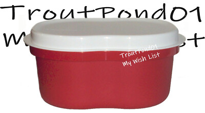 Tupperware Meat Poultry Keeper Bread Snack Server Saver 10x8x5 In Red White Lid