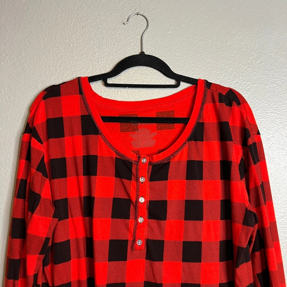 Camisón Xhilaration Buffalo a cuadros manga larga para mujer talla L rojo negro Foto 4 de 4