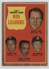 1962 Topps League Leaders Whitey Ford Frank Lary Steve Barber Jim Bunning 15wb
