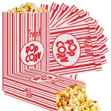 200 Pcs Paper Popcorn Bags Flat Bottom 2 oz Disposable Film Individual Servin...