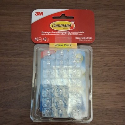 3M COMMAND Clear Decorating Clips Value Pack 40 Clips 48 Strips Pack