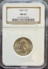 1948-P Washington Silver Quarter  NGC MS65     Free US Shipping