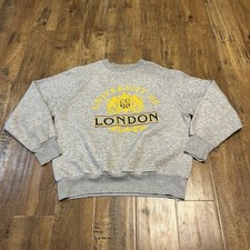 Vintage 80s University Of London Sweatshirt Raglan Crewneck Cotton Gray Size M