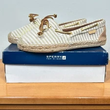Sperry Top Sider Shoes Womens 8 M Katama Espadrille Sand Gold Canvas STS91695