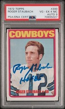 1972 Topps Roger Staubach Rookie Card RC HOF 85 PSA 4 (MC) DNA AUTO 9 #70895027. rookie card picture