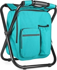  Backpack Stool Cooler Chair Heavy Duty 400 LBS Max Load Portable Blue-green