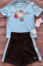 NWT Nike Little Boys 7 Light Blue/Black/Red/White BASEBALL Shorts Set 7
