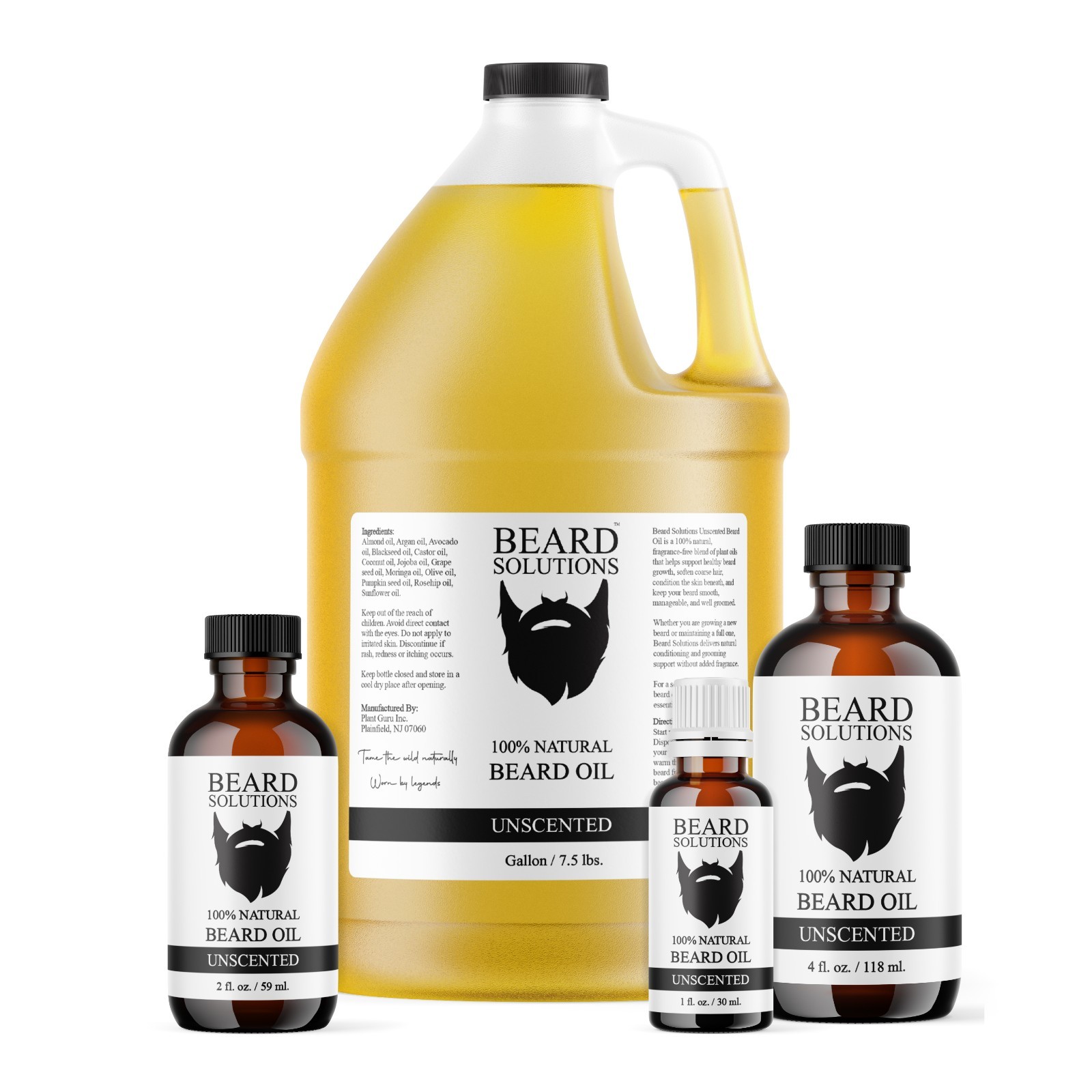 Unscented Beard Oil Natural Hair Growth Serum for Men Beard, Mustache, Grooming