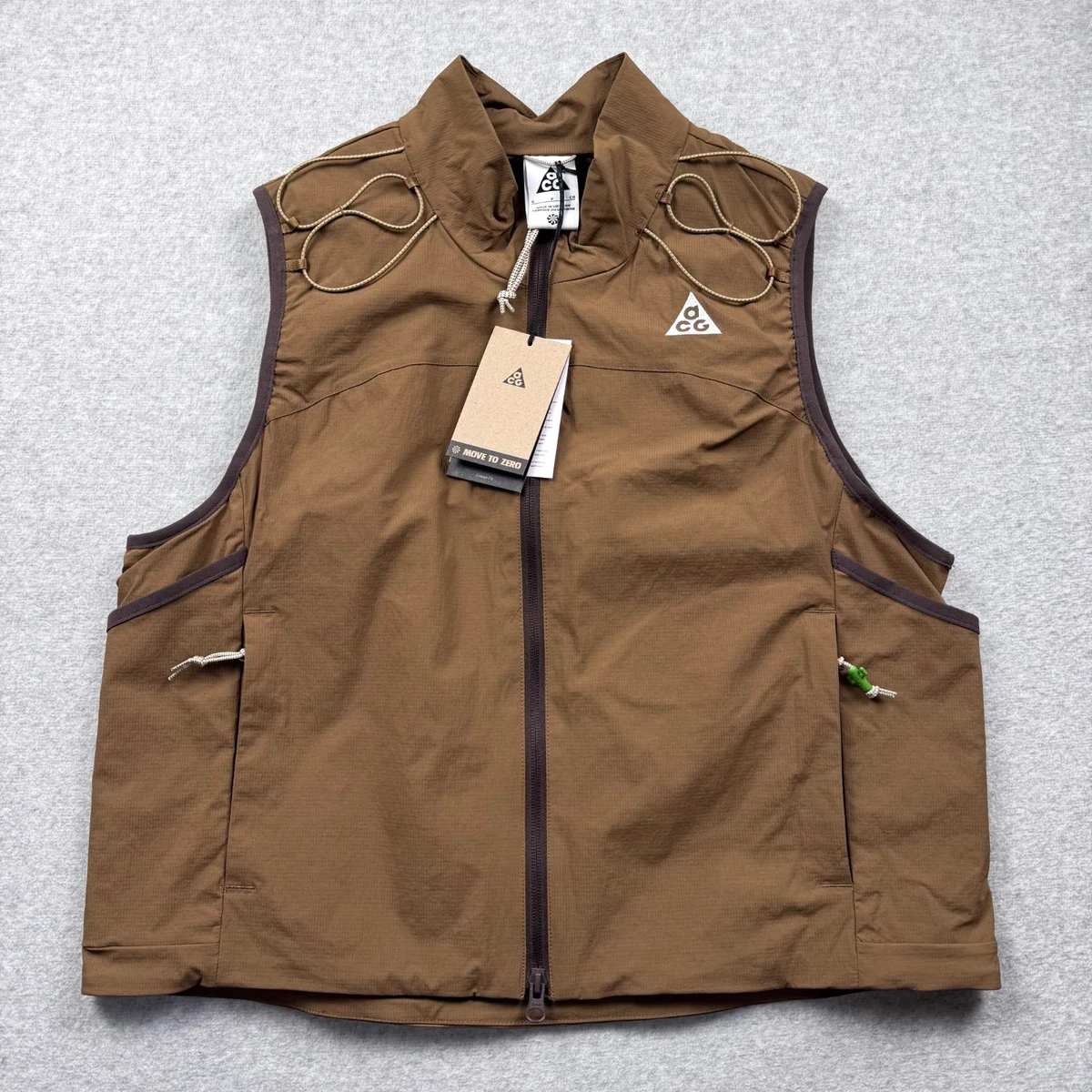 Nike ACG Full Zip Vest “Death Bloom” Brown Mens Size Small Loose