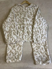 Simply Vera Wang Faux Fur Fleece Lounge Set Size PXL Cream Hooded Top Pants NWT