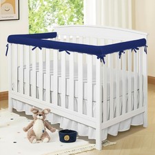 3Pcs Padded Crib Rail Cover Protector Guard Wrap for Standard Crib Lt.Gray Color