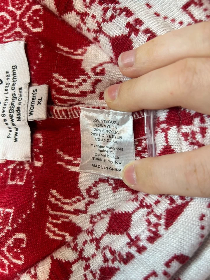 Swggings Mujer Navidad Suéter Leggings Elastizados Talla XL Blanco Rojo Ciervo Vacaciones Foto 4 de 4