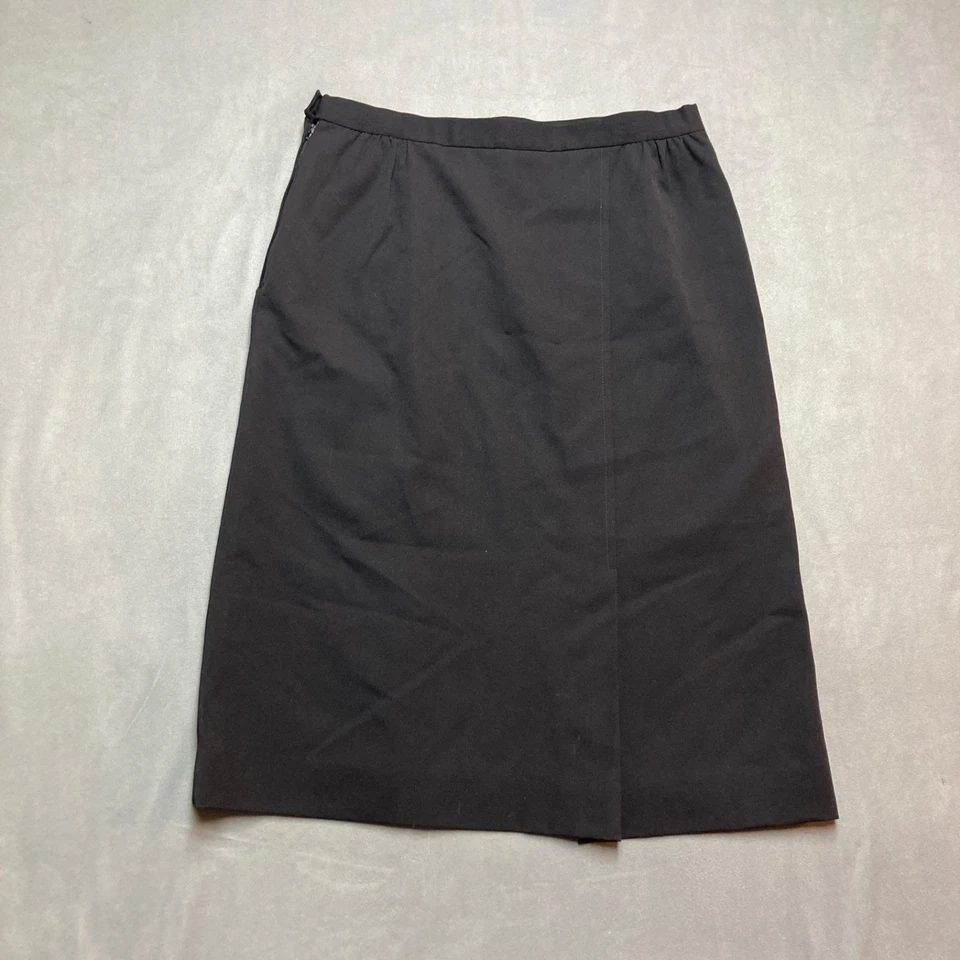 Vintage USA Pendelton Skirt Womens 16 Black 100% Wool Straight Lined Midi Career - Image 2 of 4