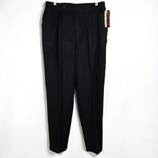 Vintage 80s CASABLANCA II Black Wool Blend Pleated Front Dress Pants Men 34 NWT