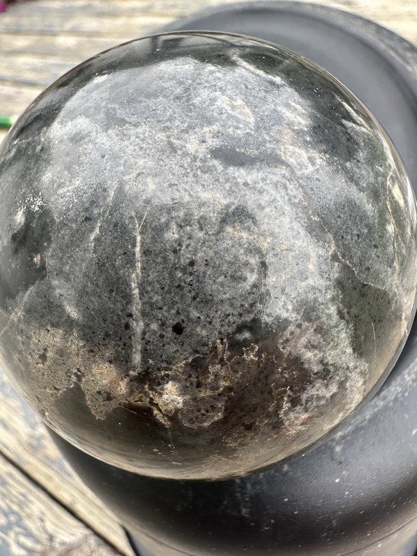 Polished Natural Stone Sphere Merlinite, Quartz, Indigo Gabbro????