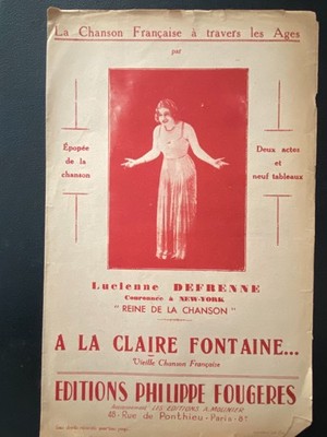 Partitur Klein Format '' à La Claire Fontaine - Lucienne Defrenne ''