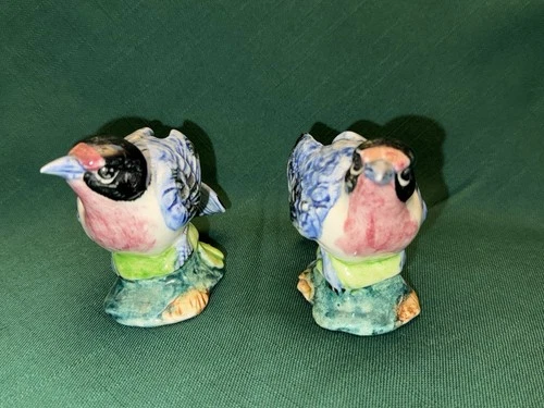 STANGL POTTERY BIRDS, 2 Red Faced Warblers, Vintage Hand Painted Perfect