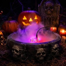 Halloween Smoke Fog Machine,Mini LED Pumpkin Light,Fogger Water Fountain Europl