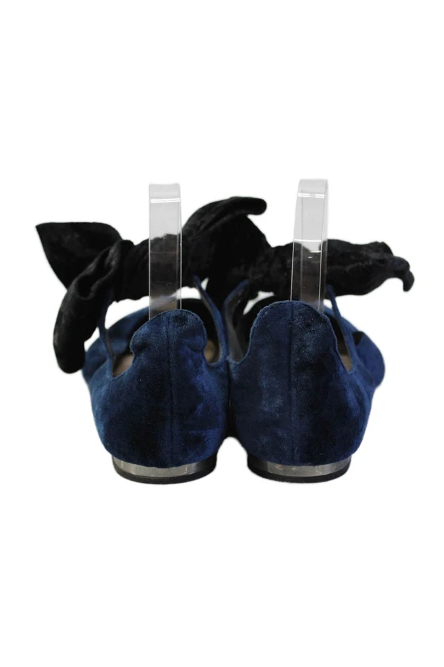Zapatos planos de ballet Zara para mujer con moño de terciopelo azul marino negro talla 41 11 Foto 3 de 4
