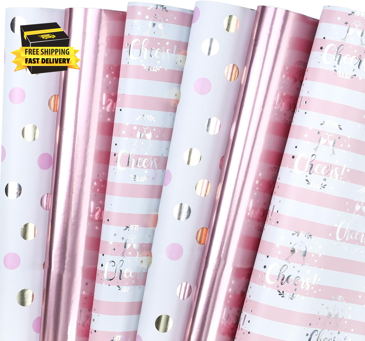 - 12 Sheets Rose Gold And Pink Design Folded Flat For Weddin