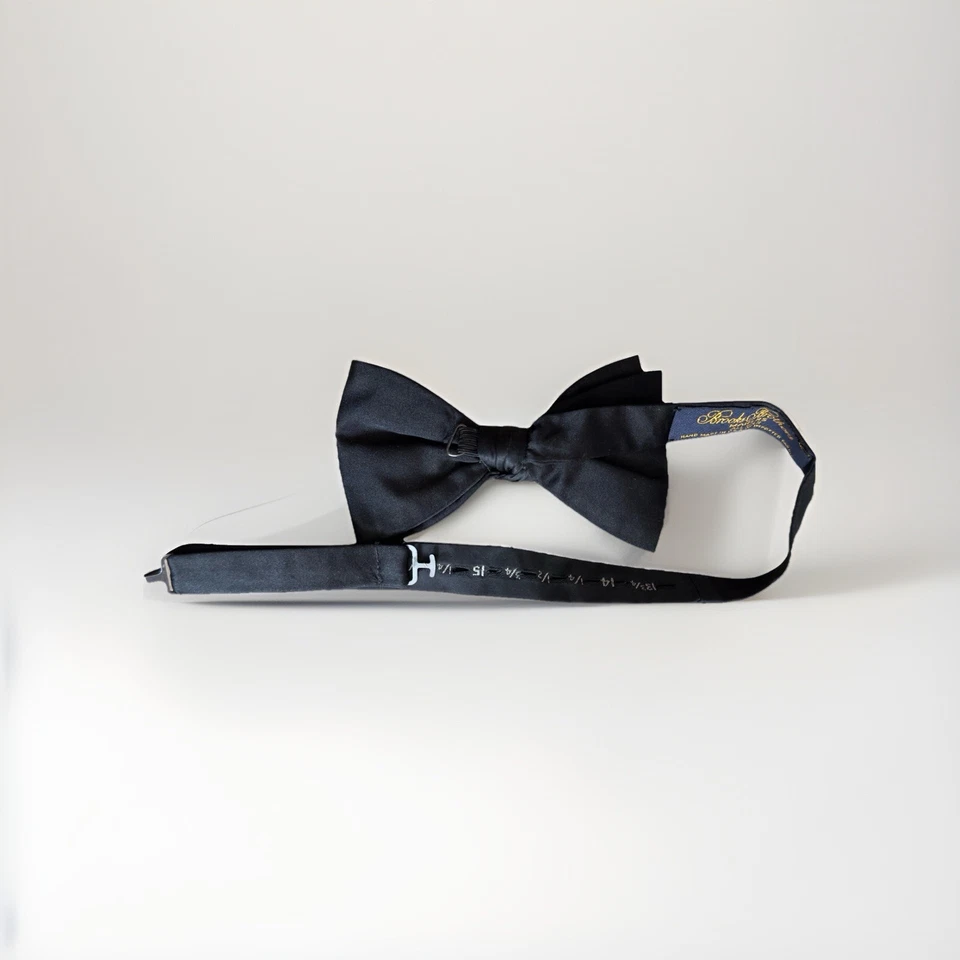 Gravata borboleta masculina azul 100% seda DDP Brooks Brothers Makers fabricada nos EUA - Imagem 2 de 3