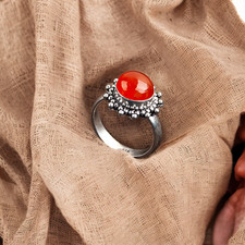 Carnelian Gemstone 925 Sterling Silver Ring Handmade Jewelry Gift For Valentine