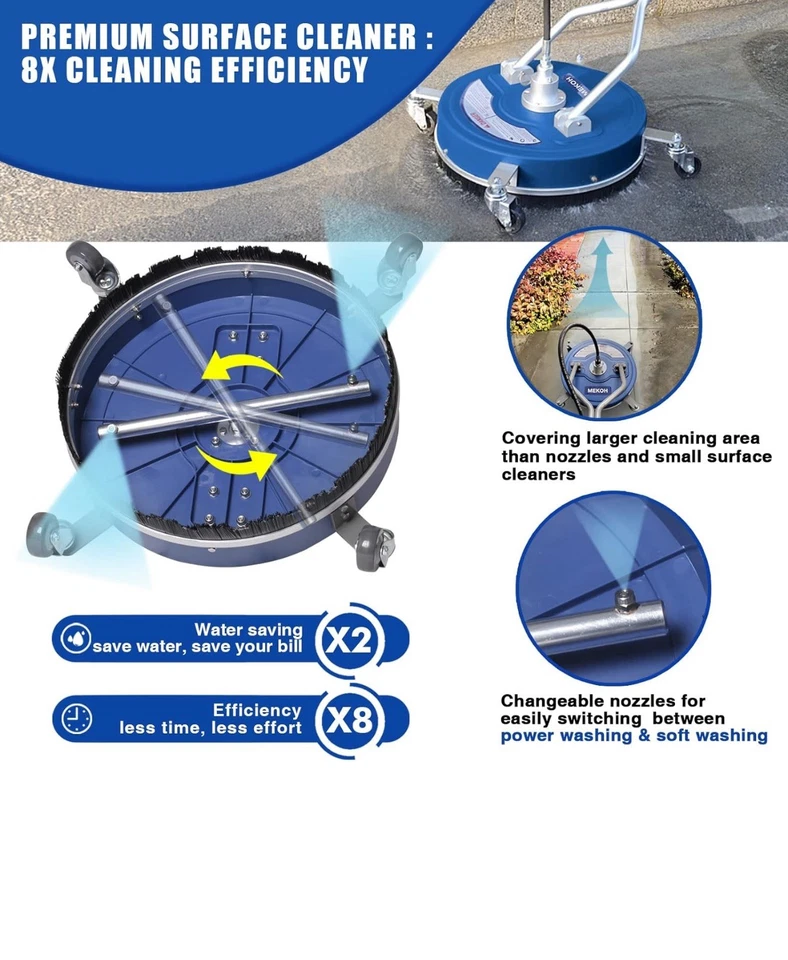 Mekoh "20" Lavadora a Presión Limpiador de Superficies con Ruedas, 4500 psi Lavadora Eléctrica Foto 4 de 4