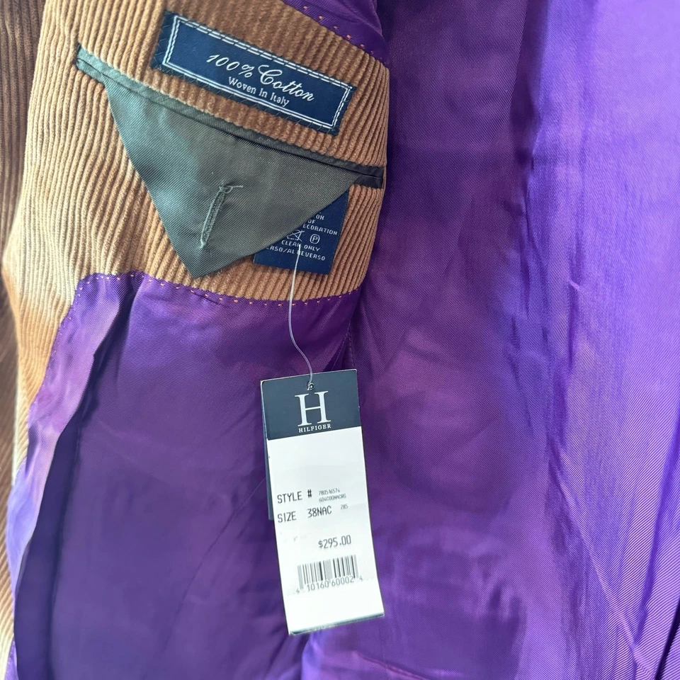 Chaqueta deportiva Hilfiger vintage de pana coñac para hombre 38R tejida en Italia nueva con etiquetas Foto 4 de 4