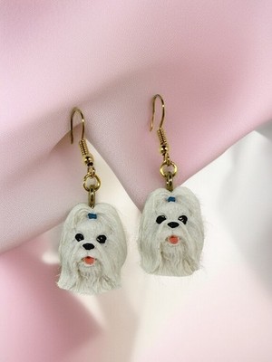White Shih Tzu Charm Earrings,  Shih Tzu Lover Charm Earrings, Shih Tzu Owner