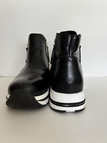 Steve Madden Blk Leather Wmns Sz 11 Glided Platform Dbl Zip Textile PU Lnd Shoe - Picture 5 of 8