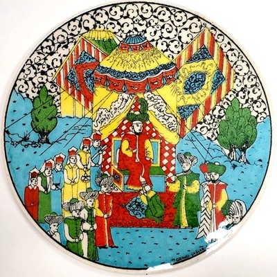 Grand Caglar Iznik Turkish Ceramic Art Tile 6.25  Artist Signed Wall Decor