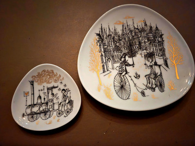 Vtg Rosenthal Studio Line 2 piece Peynet LOVERS ROMANCE and SERENADE Porcelain