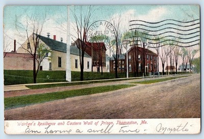 1908 Thomaston Maine Postcard Warden's Residence Eastern Wall Prison Building