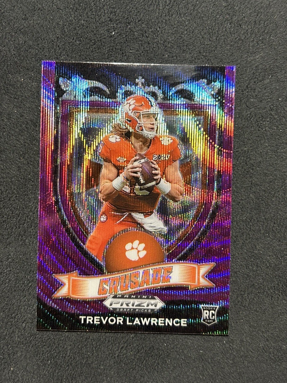 2021 Panini Prizm Draft Picks Crusade Purple Wave Trevor Lawrence #161 Rookie RC