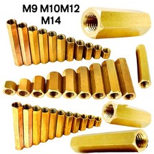 M10 Brass Hex Nuts Thread Pitch=1 Hexagon Pillar Studs Standoff Spacer Screw Nut