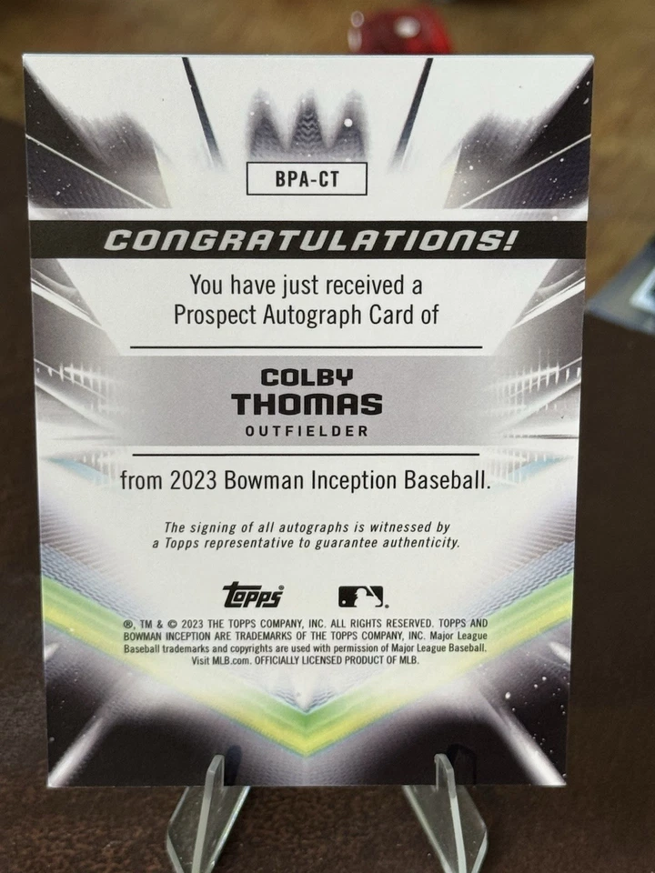 COLBY THOMAS Auto /399 2023 Bowman Inception Prospect A'S BPA-CT 🔥🔥🔥🔥 - Image 2 of 3