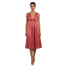 NWT Carolina Herrera New York Happy Pink Silk Pleated Midi Dress Gown Size 8