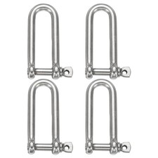 4pcs Stainless Steel Long D Shape Shackle for Boat Chain 3/5" 16mm Silver Tone