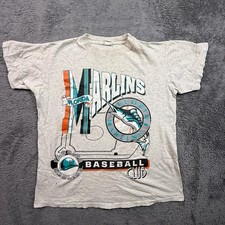 Florida Marlins T-Shirt Kids XL Gray Vintage 90s Baseball Tee USA Made 1993