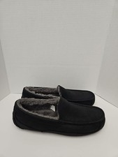 UGG Ascot Matte Black Leather Shearling Lined Slipper Men's Size 17