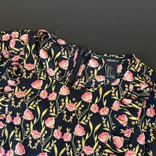 Forever 21 Floral Print Mini Dress Long Sleeve Colorful Black Pink Womens Small