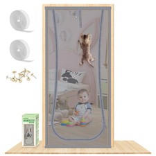Heavy Duty Reinforced Bilateral Zip Cat Pet Proof Screen Door Fits 36x80 Inch
