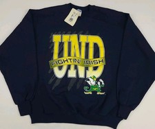 Vintage 90s University Notre Dame Fighting Irish Print Sweatshirt Deadstock NWT
