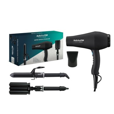 BaBylissPRO Porcelain Ceramic Hair Dryer-Curling Iron & Triple Barrel Waver Set