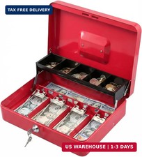 Locking Cash Box with Lock,Money Box with Cash Tray,Lock Safe Box with