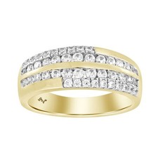 Men Band Ring 1.00ct Round Natural Mined Diamond 10k Yellow Gold Channel Cluster