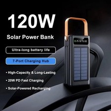 50000mAh Solar Power Bank 120W Fast Charging Portable External Battery USB-C PD