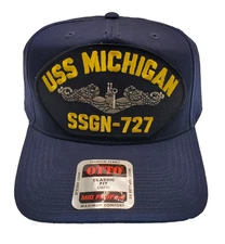 USS MICHIGAN SSGN-727 (Silver Dolphin) HAT - Navy Blue - Veteran Owned Business